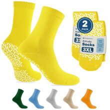 TenderGentle Krankenhaus-Socken mit Grip für Männer und Frauen - 2 Paare Gelbe 3XL Anti-Rutsch-Socken für Senioren