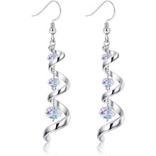 Sterling Silver Crystal Drop Earrings with White Gold