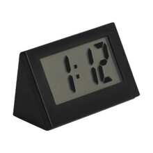 Relógio digital mini LED Linyer preto, funciona a bateria.