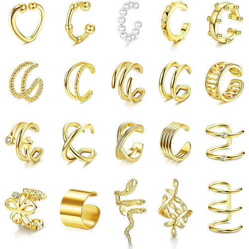 Jstyle non-piercing ear cuffs set for women 20 pcs