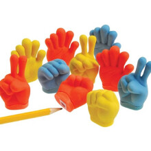 Hand-themed pencil sharpener and eraser set 2.25 inches 2