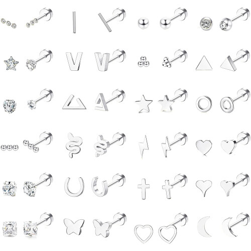 Jstyle stainless steel stud earrings 24 pairs