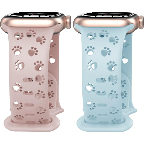 Silikone Apple Watch-rem med hult hundepotedesign, 2-pak
