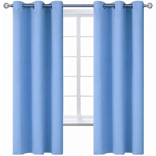 K54 Short Window Curtain Light Blue Thermal Blackout Set of 1