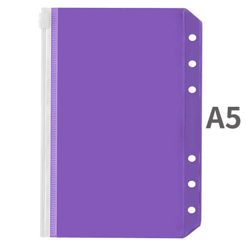 A5PVC-mapjes met ritssluiting, paars, 1 stuk