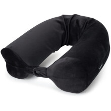 Brookstone Verstellbares Memory Foam Reise-Nackenkissen, Rollenkissen für Nacken, Kinn, Lenden und Beine, Schwarz