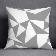 Cotton Linen Pillow Case Gray with White Flower Pattern