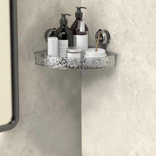 Clear Wall Caddy Glacier Pattern Suction Shelf 1 Pack