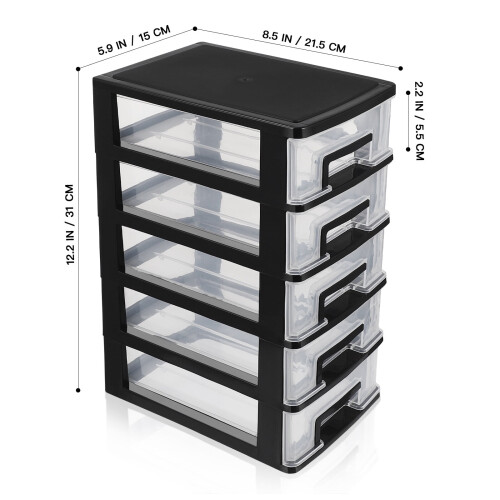 Storage Cabinet Plastic Drawer Organizer 5 Layers Black 1