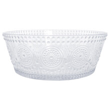 Boston International Vintage-Glas Servierschüssel mit Floralprägung für Salat Snacks Dinner, Groß 7" x 2,75", Klar Codi