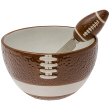 Boston International Servierset, Keramikschüssel & Edelstahl-Spreader, 5-Zoll, Football-Fieber