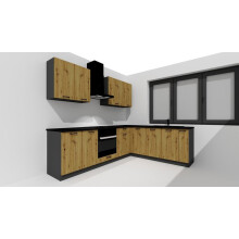Cosmo Design ANIKA kitchen furniture set, artisan oak/graphite 2.0/2.6