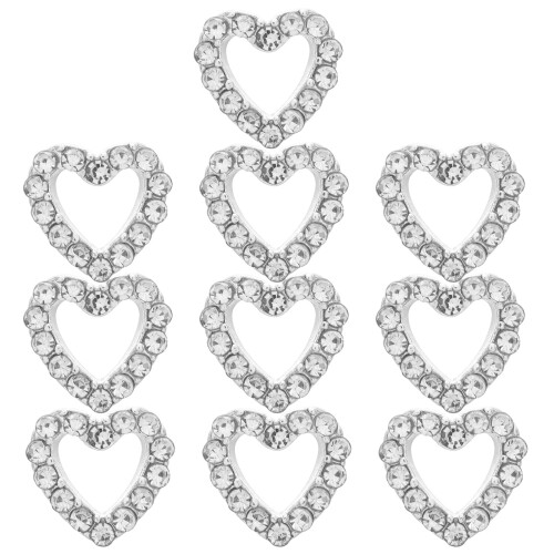Small Heart Nail Charms Rhinestone 10pcs