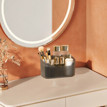 Transparent plastic makeup case for brushes, palettes, and