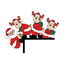 Santa Claus wapiti wooden door corner sticker