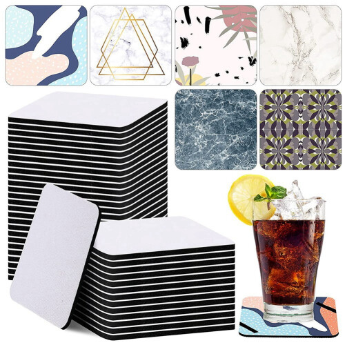 Square Sublimation Coaster Blank Rubber 60 Pieces 1