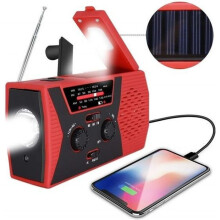 Radio di emergenza solare portatile a manovella + torcia a LED + luce di lettura + power bank da 2000 mAh