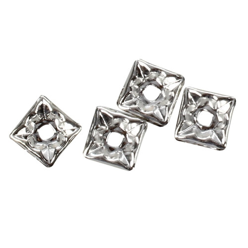 Silver Square Rhinestone Spacer Beads 50 pcs 1