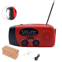 Radio solare portatile, dispositivo di emergenza meteo, radio AM/FM/NOAA a manovella autoalimentata, con 3 torce a LED e caricabatterie