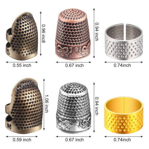 Sewing thimble finger protector adjustable metal 6 pieces 1