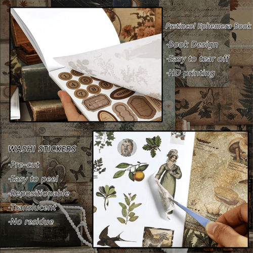 Vintage washi stickers paper for scrapbooking 40 sheets 1