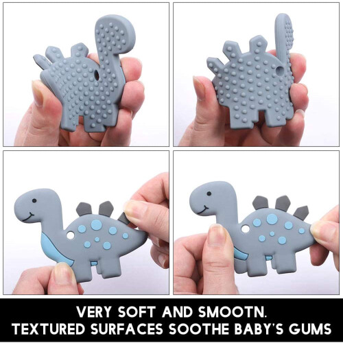 OUSITAI Dinosaur Silicone Teether BPA-Free Organic Gray 1