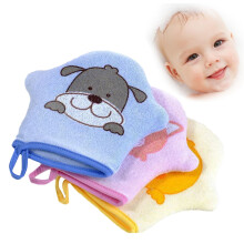 Baby bath mitt with ducky puppet, soft cotton, 1 piece