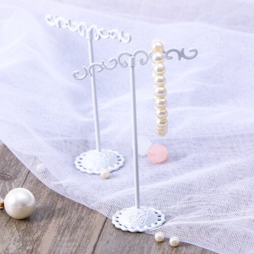 Earring Tree Stand Metal White 3 Pieces 1