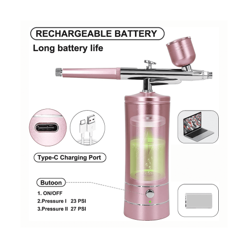 Compresor de aerógrafo inalámbrico recargable con boquilla de 0,4 mm 1