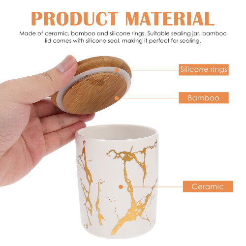 Ceramic Tea Canister with Lid Marble Pattern 2 Sets 2