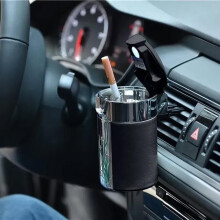 Carbon fiber car ashtray with LED. Portable and practical. Easy to install. Black car ashtray. Deal of the day.
