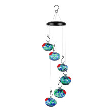 Outdoor hummingbird water feeder wind chime orange