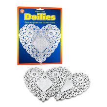 Hygloss Cœurs Dentelles - 12 Pcs 15 cm Argenté pour Décorations de Saint-Valentin