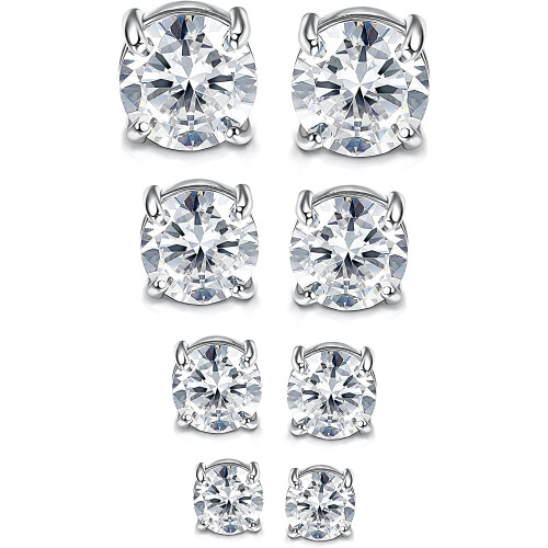 Stainless Steel Magnetic Stud Earrings Non-piercing CZ 4