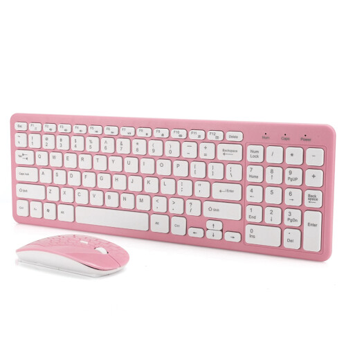 Teclado e mouse ergonômicos sem fio OTVIAP rosa 2