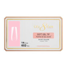 Cre8tion Soft Gel Nageltips, Kort Fyrkantig Form, 602 Tips i 14 Storlekar (00-9) för Professionella Nagelförlängningar