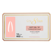 Cre8tion Soft Gel Nageltips, Kort Mandelform, 602 Tips i 14 Storlekar (00-9) för Professionella Nagelförlängningar