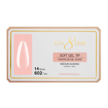 Cre8tion Soft Gel Nageltips, Medium Almond Form, 602 Tips i 14 Storlekar (00-9) för Professionella Nagelförlängningar