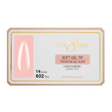 Cre8tion Soft Gel Nageltips, Lång Almond Form, 602 Tips i 14 Storlekar (00-9)