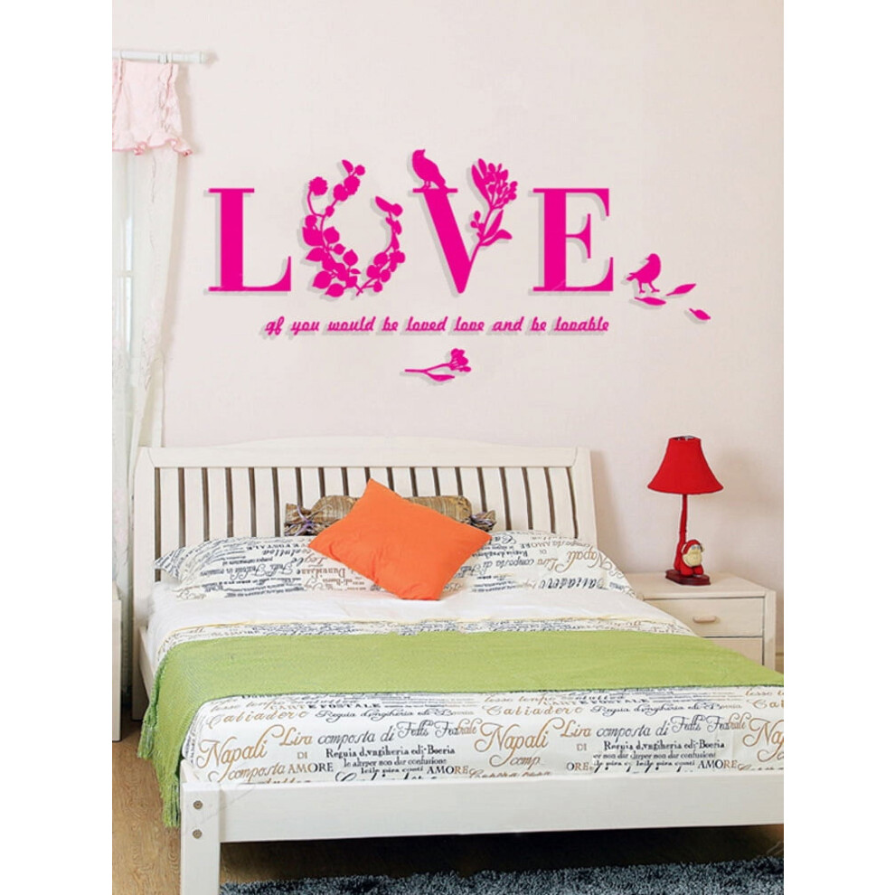 Love Letter 3D Acrylic Mirror Decal Heart Shape 27.5 X 13.3 9314556894473