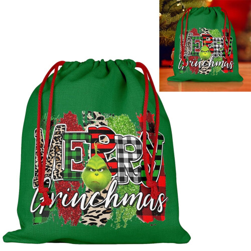 Christmas candy drawstring bag cartoon theme 12 pcs