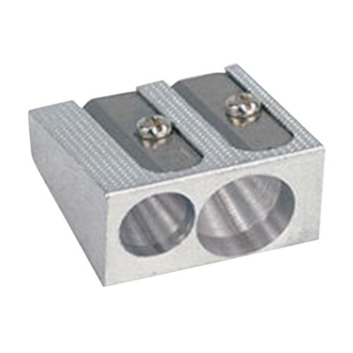Metal pencil sharpener with two holes rectangular