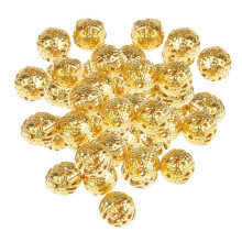 Golden Hollow Filigree Spacer Beads Metal 8mm 100pcs