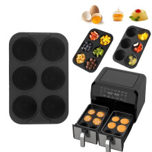 Food-Grade Silicone Cake Pan for Air Fryer 6-Cavity Black