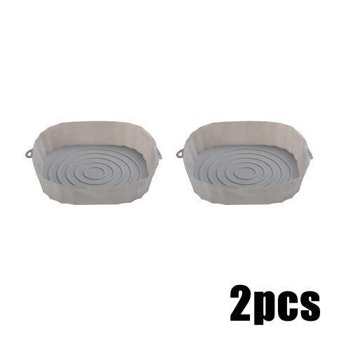 Silicone Air Fryer Baking Tray Gray 2PCS