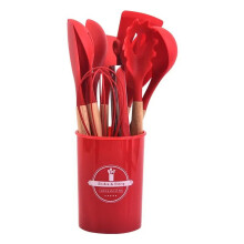 Silicone Kitchen Utensils with Wooden Handle 12 Pcs