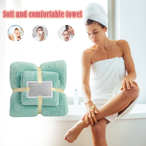 Cotton Hand Towels Soft Absorbent Bathroom 2-Pack Green 2