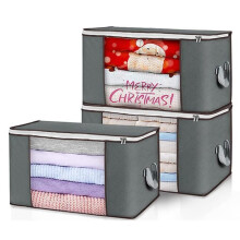 Set of 3 Under Bed Storage Bags, Foldable Storage Boxes, 90L, Handle and Transparent Window, for Duvets, Clothes