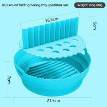 Round Reusable Silicone Air Fryer Baking Molds Set Blue