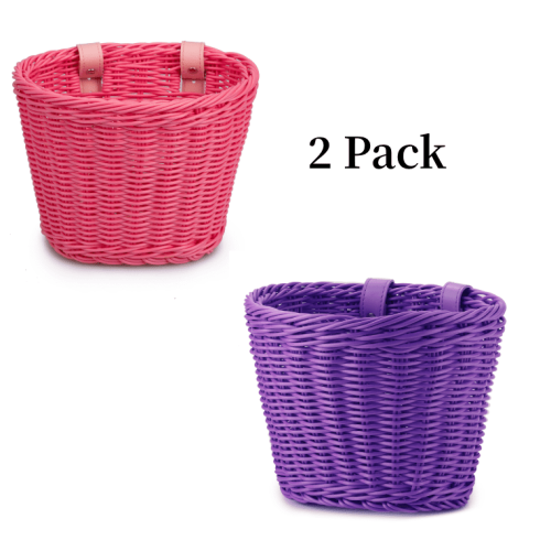 Bicycle Front Basket Rattan Woven Adjustable 2 pcs
